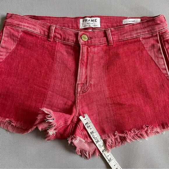 FRAME Le Cutoff Womens Short Denim Crimson Shadow Red Size 27 - Picture 3 of 7